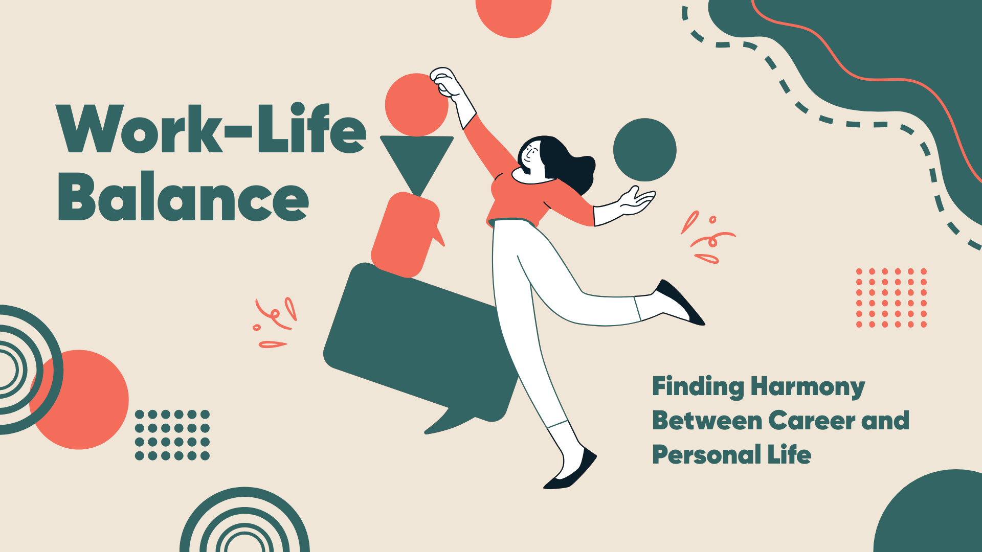 White Blue And Orange Illustrative Work-Life Balance Presentation